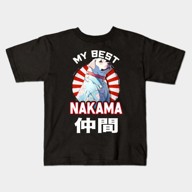 Cute Dog wearing a Kimono - Anime Shirt Kids T-Shirt by KAIGAME Art